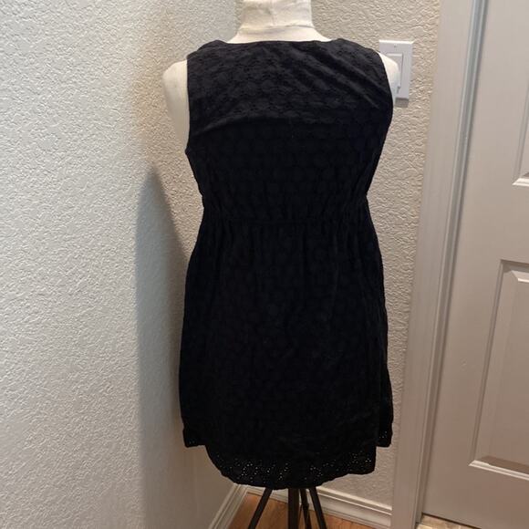 Motherhood Maternity Black Eyelet Sleeveless Midi Dress Sz S Cotton Tiered Hem - Picture 3 of 12